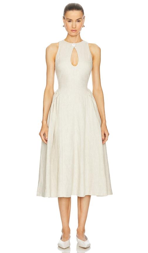 lpa seina midi dress in neutral.