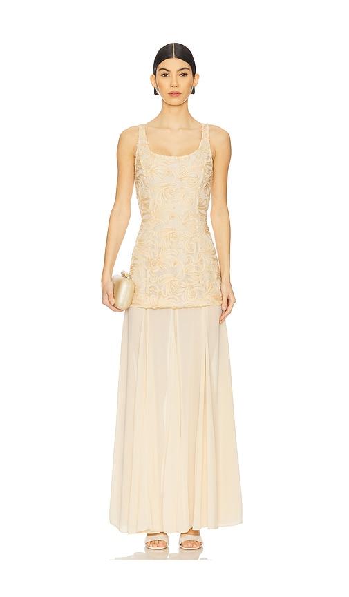 lpa simona maxi dress in cream.