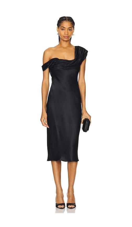 lpa vania midi dress in black.