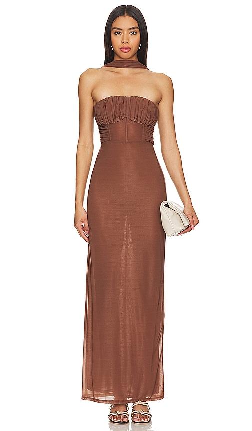 lpa vittoria maxi dress in chocolate.