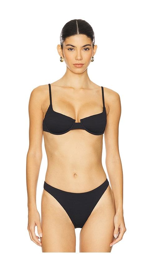 lspace belle bikini top in black.