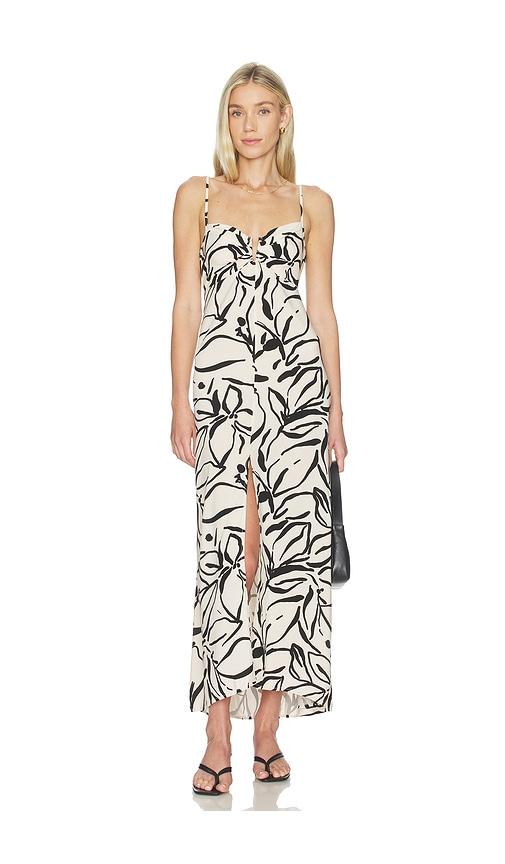 lspace chara maxi dress in black,white.