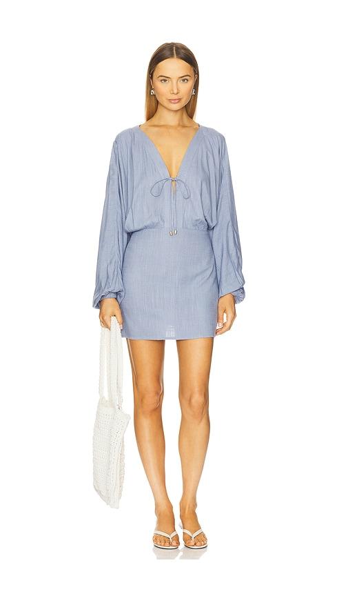 lspace deia mini dress in baby blue.