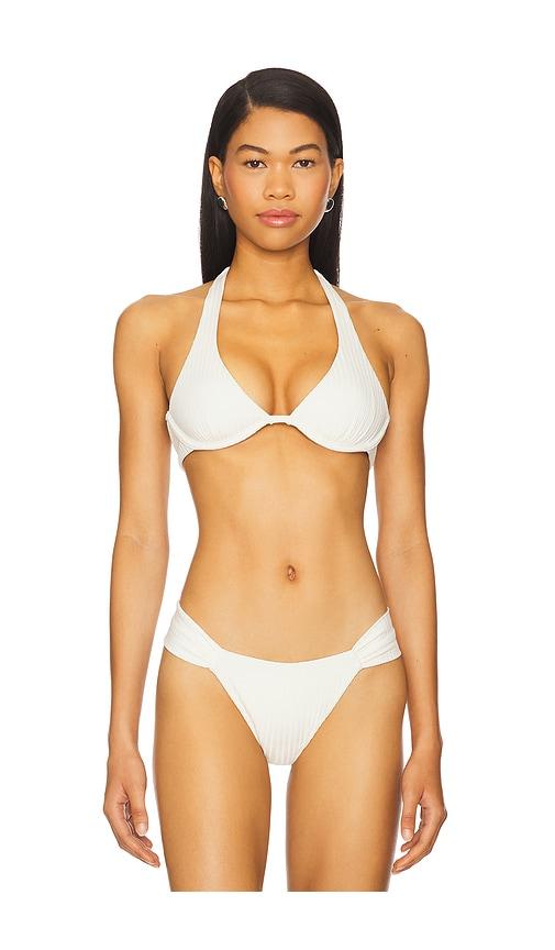 lspace eco ocean rib isa bikini top in cream.