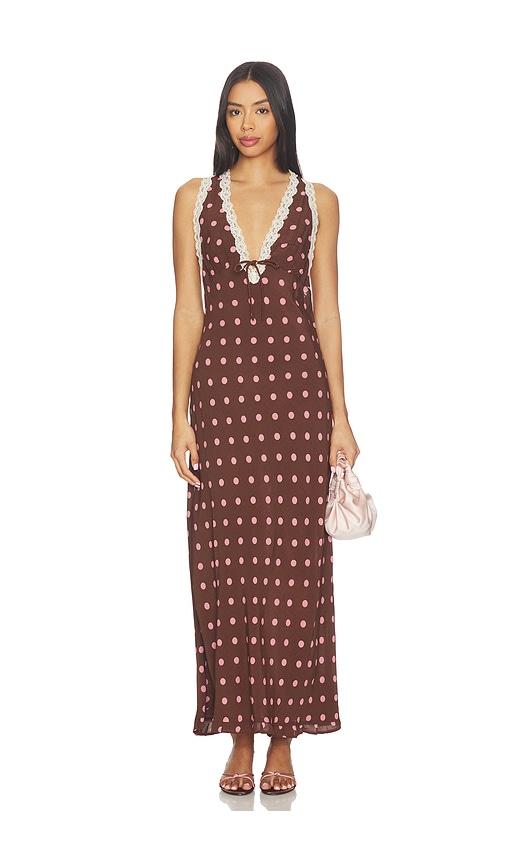 lspace eyes on you maxi dress in brown.