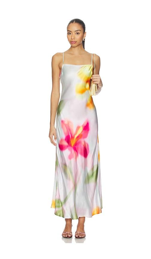 lspace gabby maxi dress in pink, yellow.