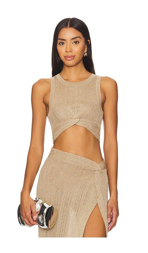 lspace heart of gold tank in metallic gold.