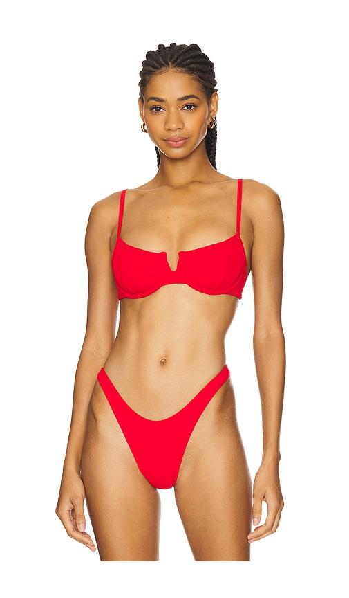 lspace hunter bikini top in red.