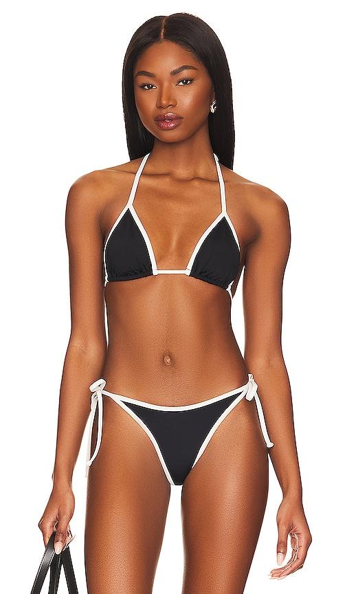 lspace lotus bikini top in black.