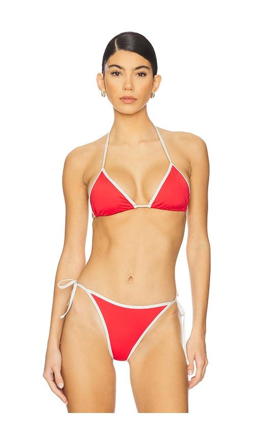 lspace lotus bikini top in coral.