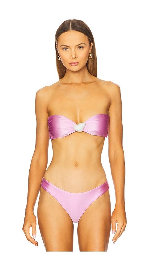 lspace luminescent bikini top in mauve.