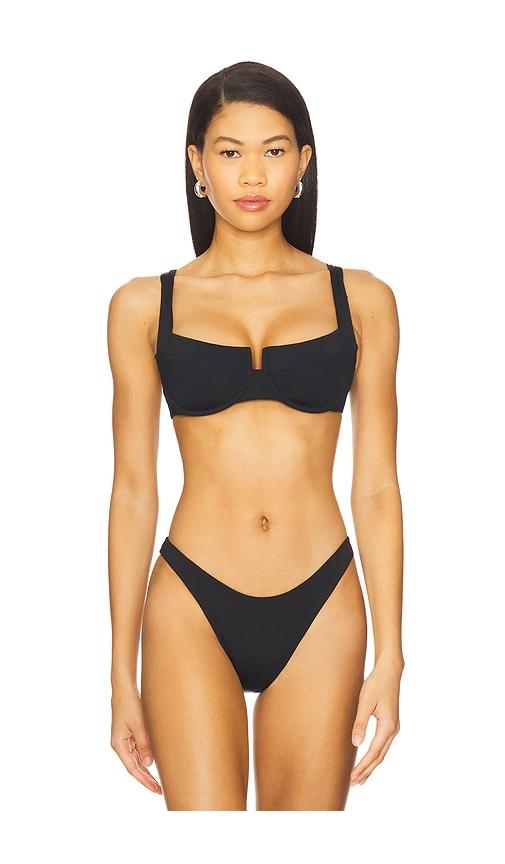 lspace mako bikini top in black.