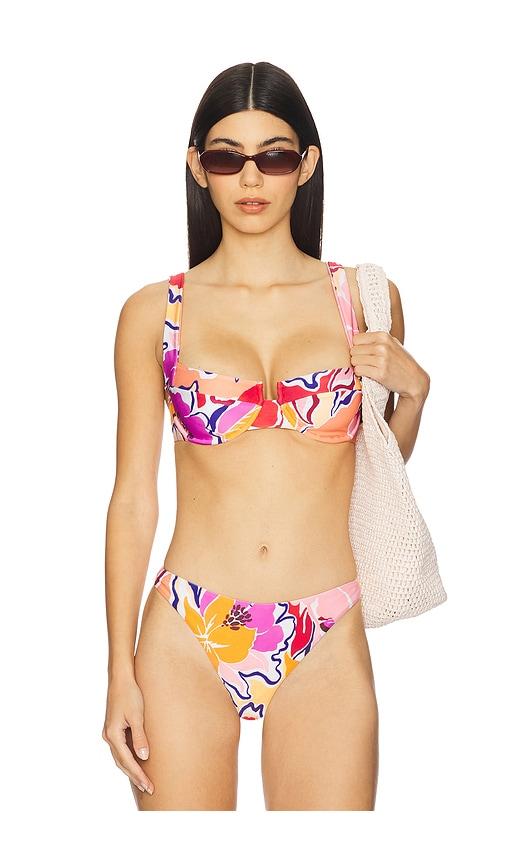 lspace mako x aloha bikini top in peach.