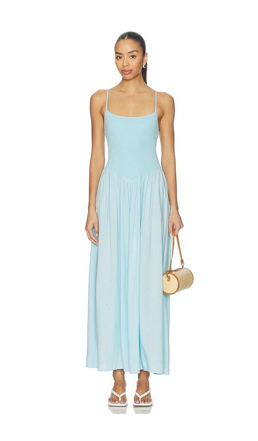 lspace misha midi dress in blue.