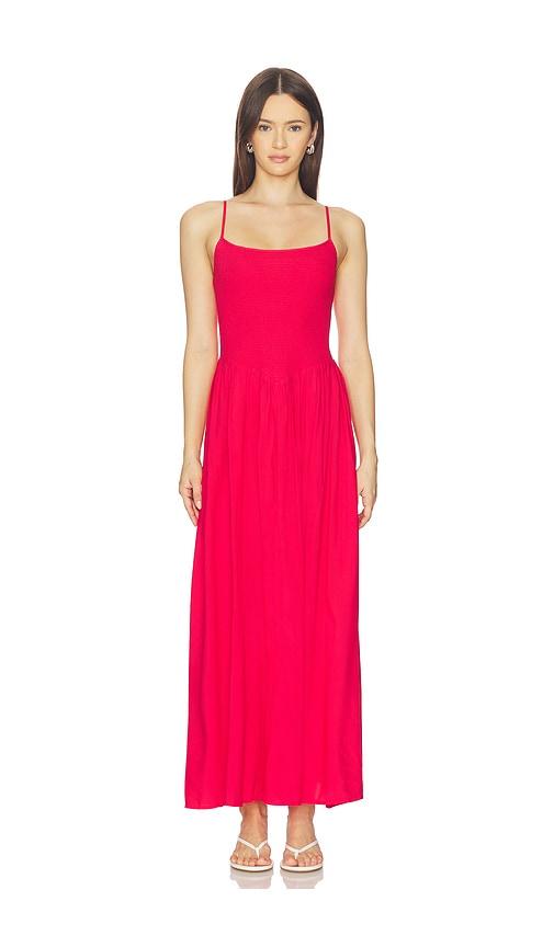 lspace misha midi dress in red.