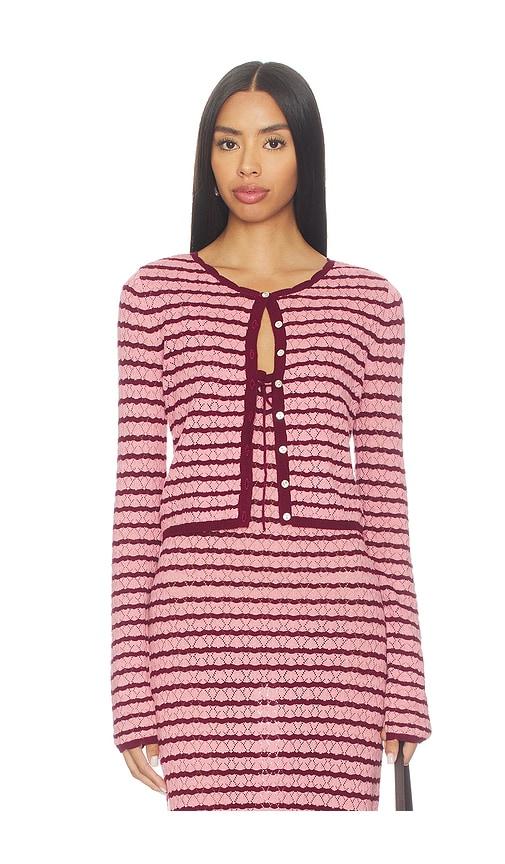 lspace rosalie cardigan in pink,burgundy.
