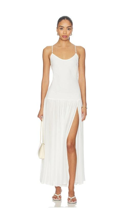lspace row maxi dress in cream.
