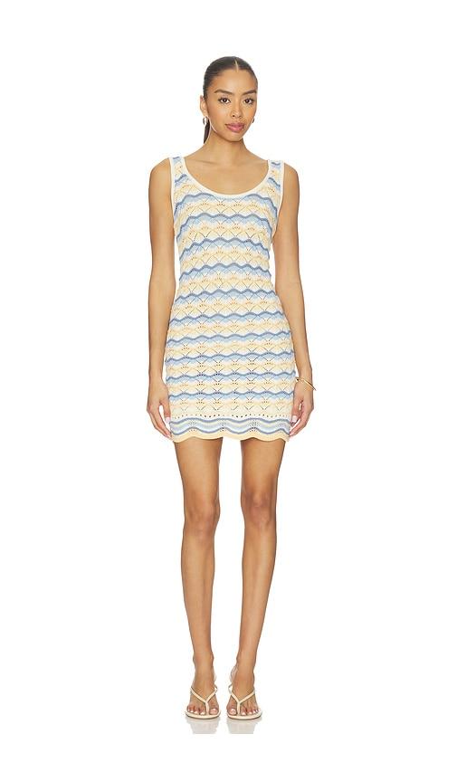 lspace sunchaser dress in white,blue.