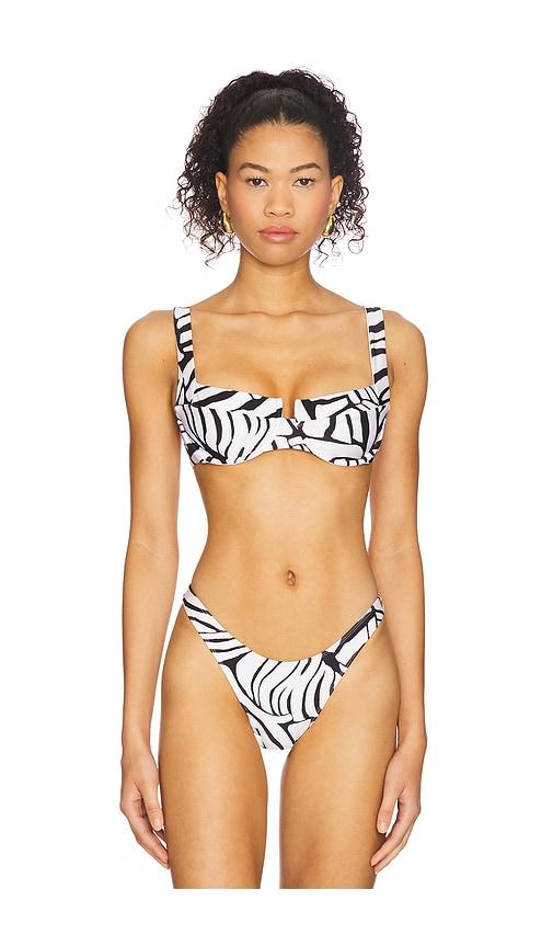 lspace x rails bianca bikini top in white,black.