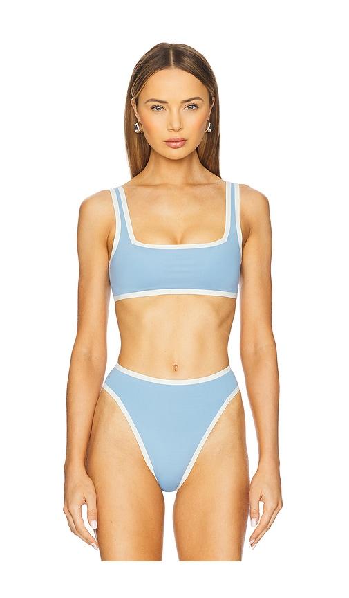 lspace x revolve ace bikini top in baby blue.