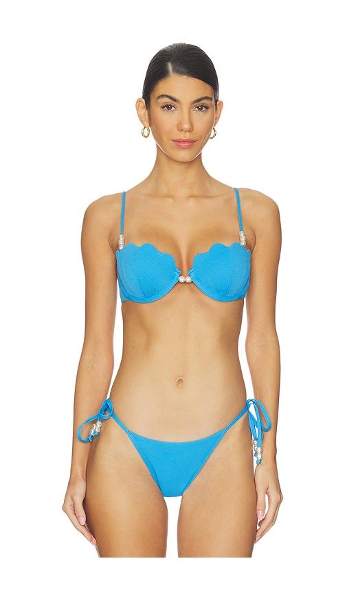 lspace x revolve sunrise shell bikini top in blue.