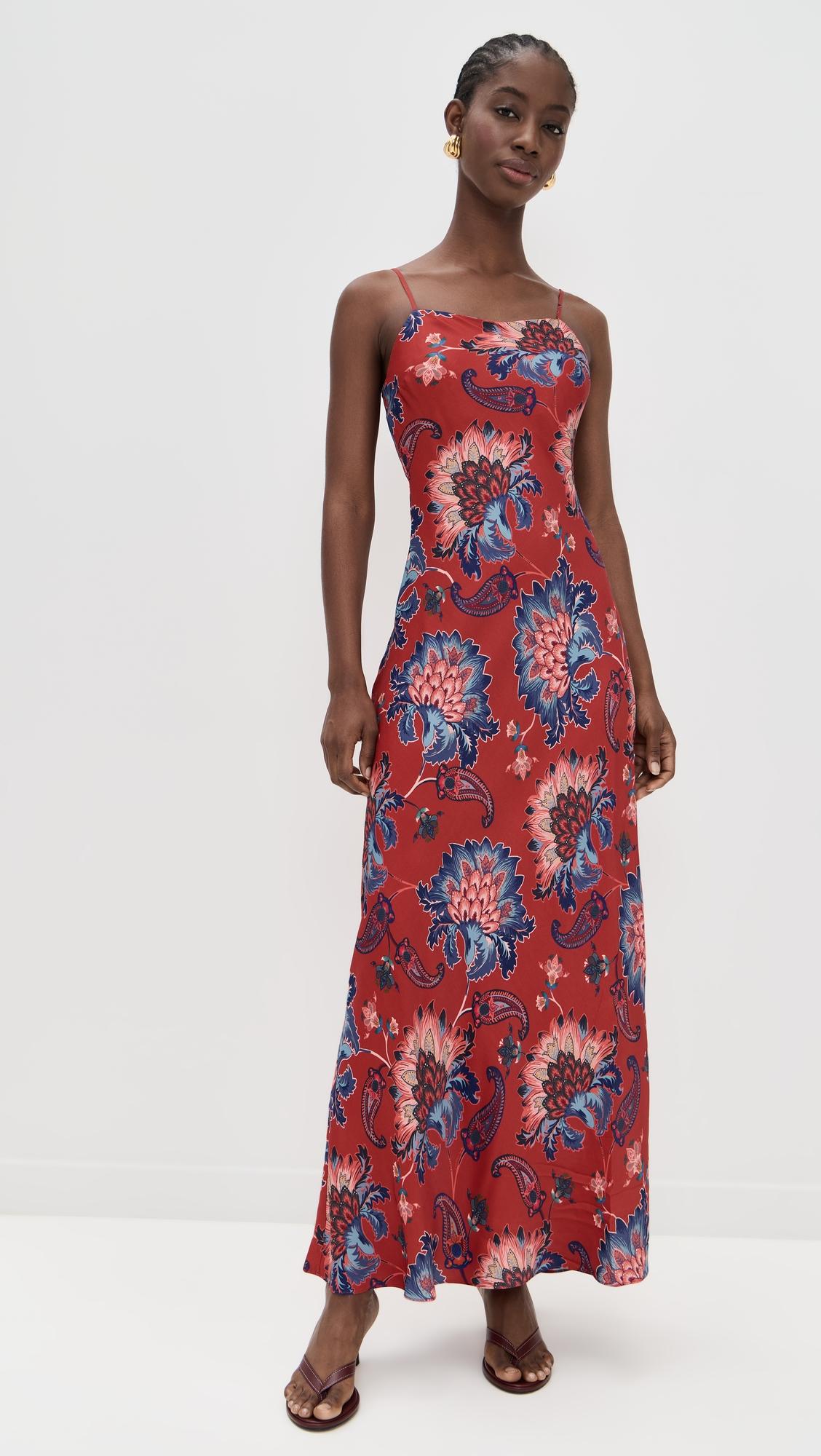 luang red maxi dress