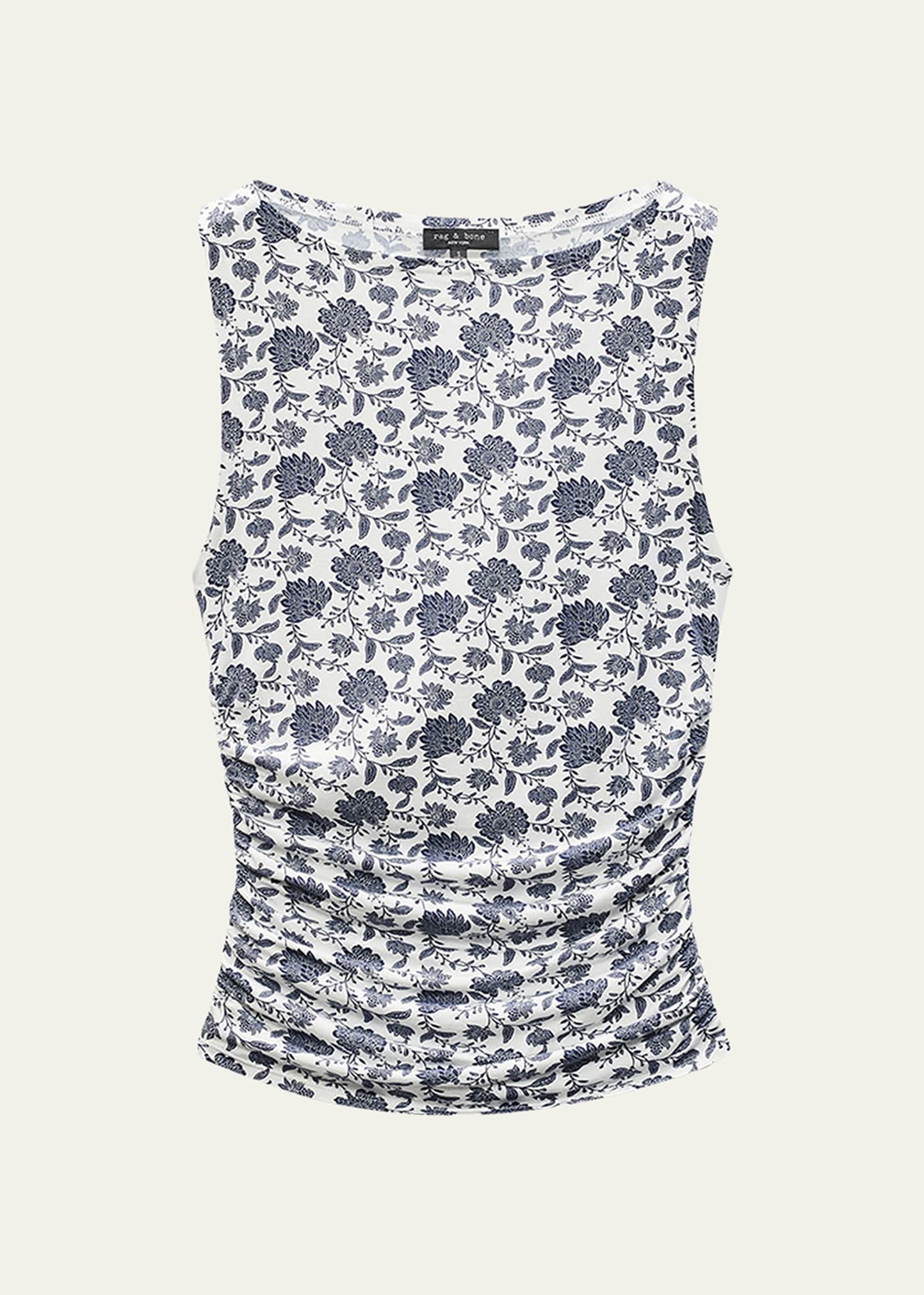 luca printed shirred tank