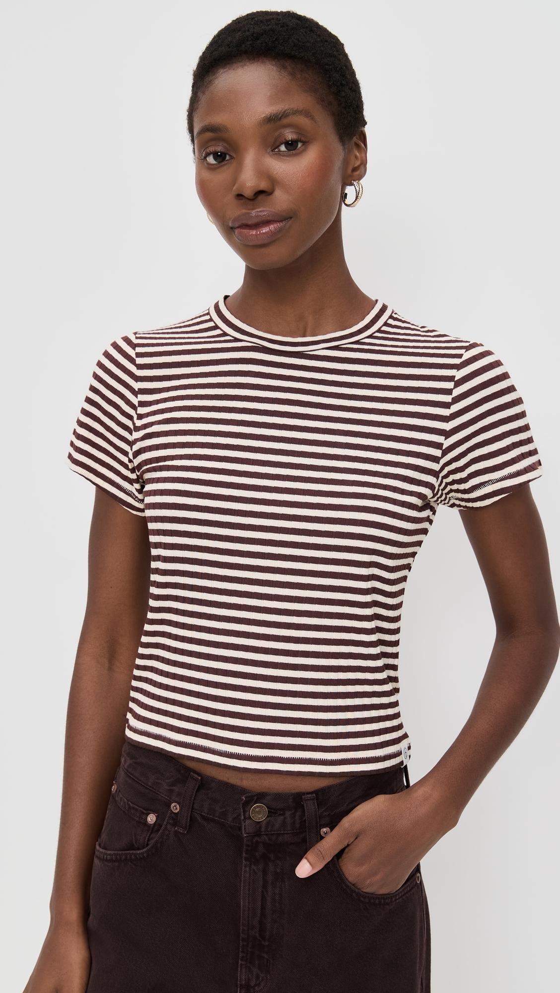 luca stripe rib baby tee