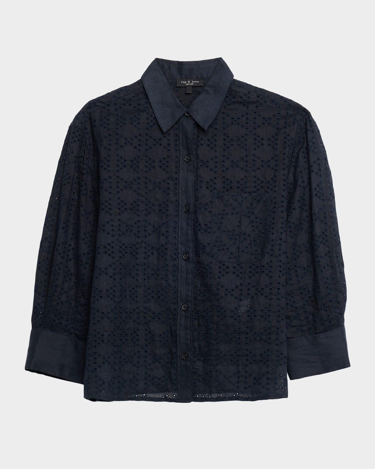 lucia embroidered button-front shirt