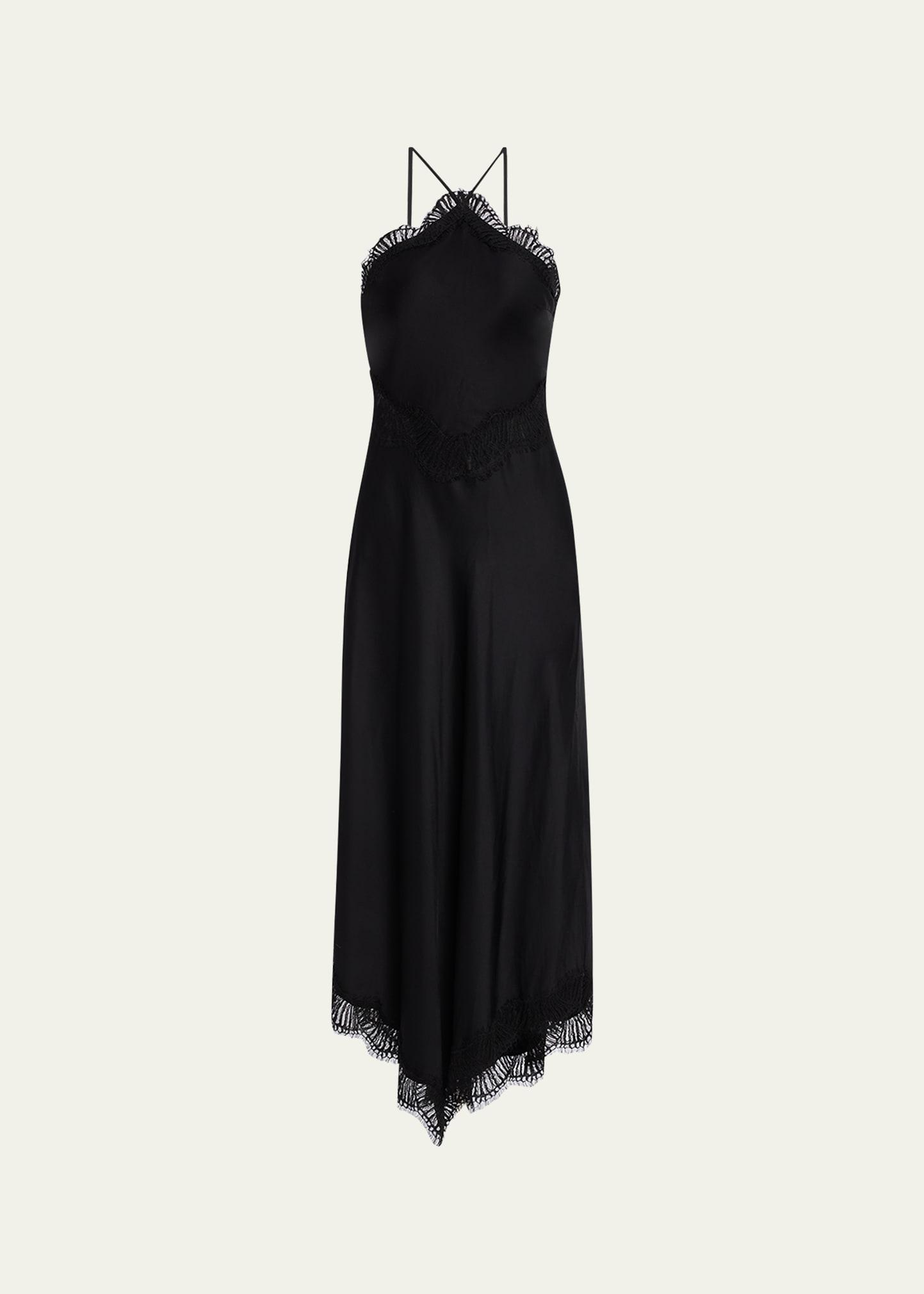 lucia lace satin halter midi dress