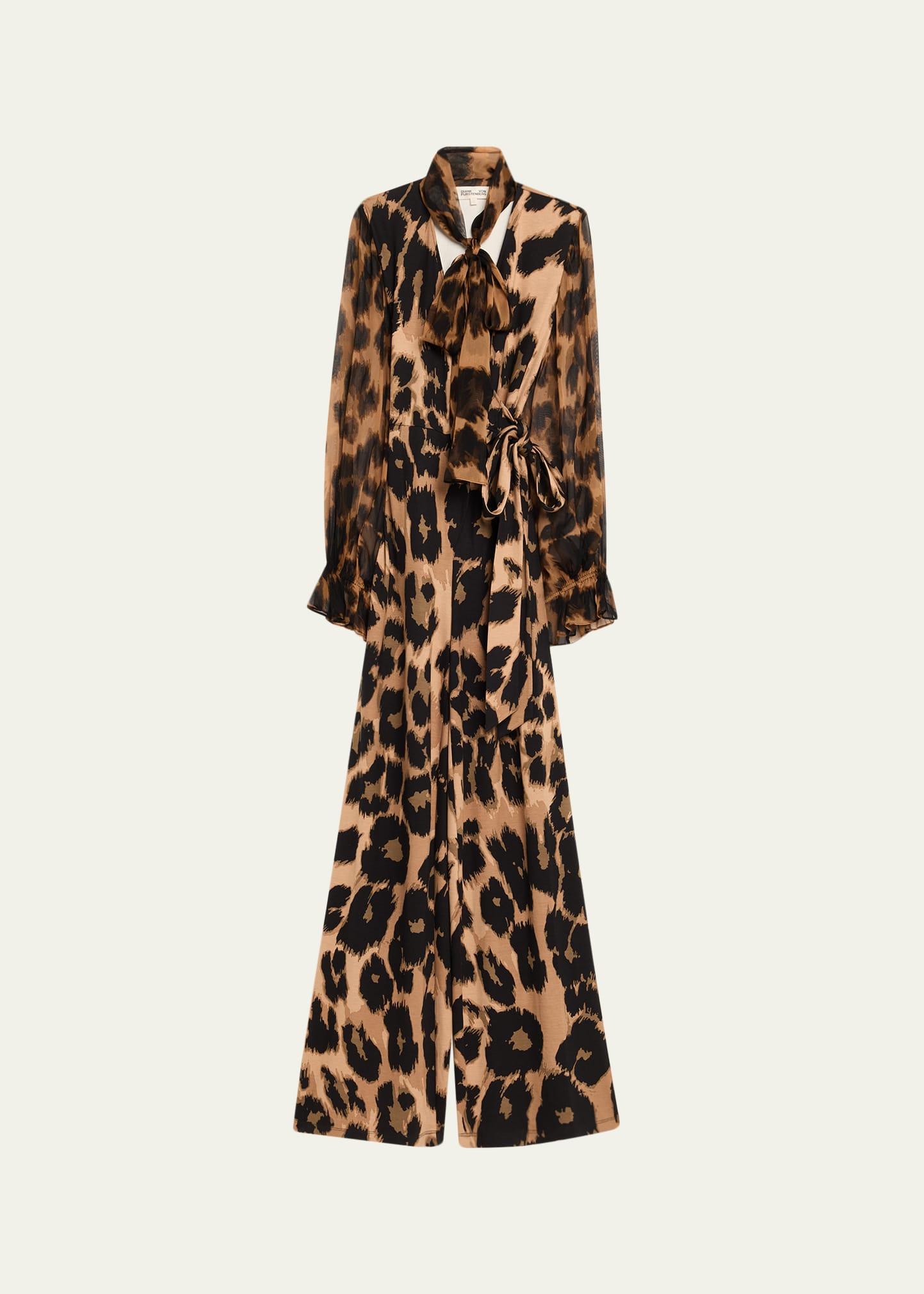 lucia leopard-print wrap jumpsuit