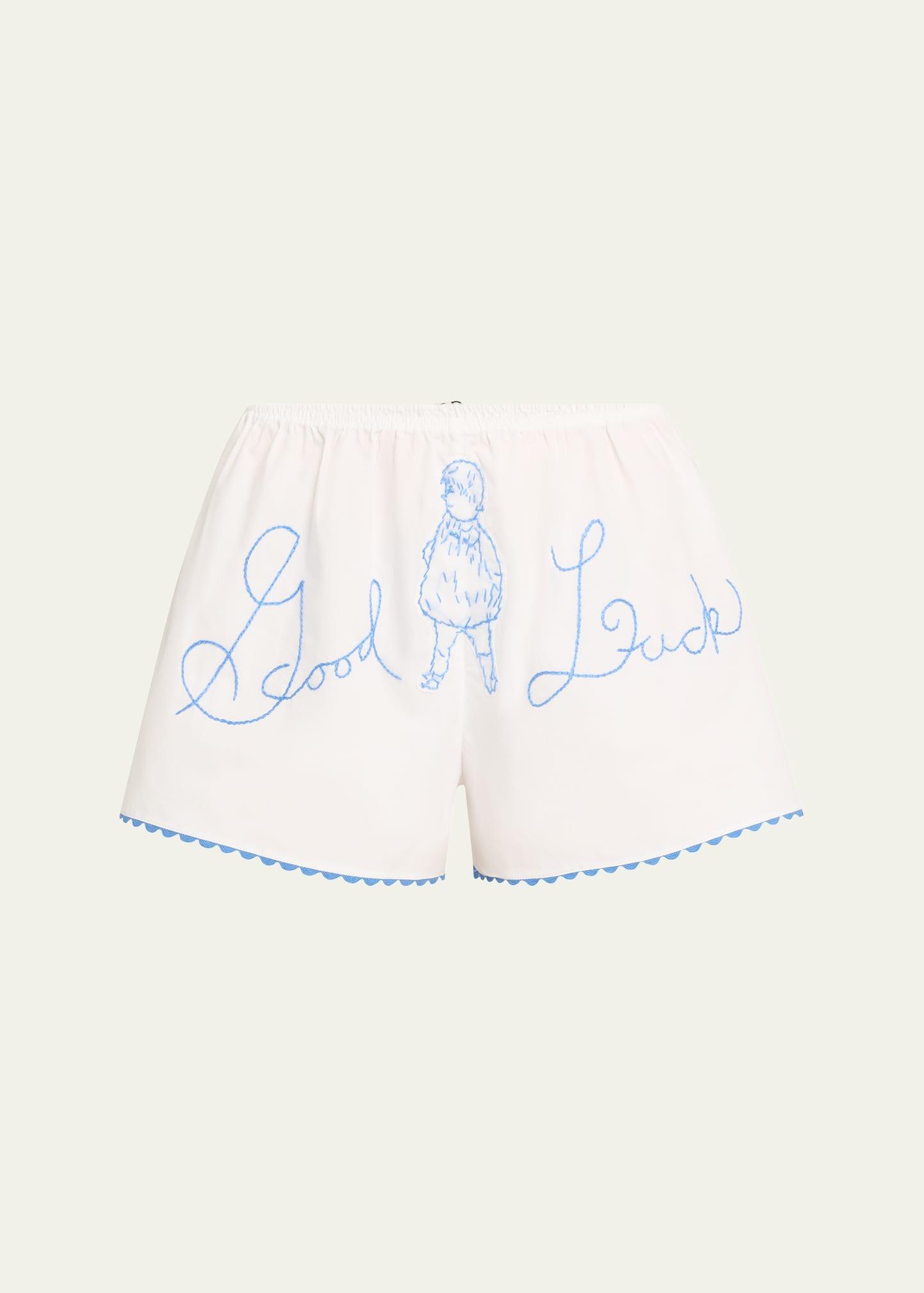 lucky baby embroidered shorts