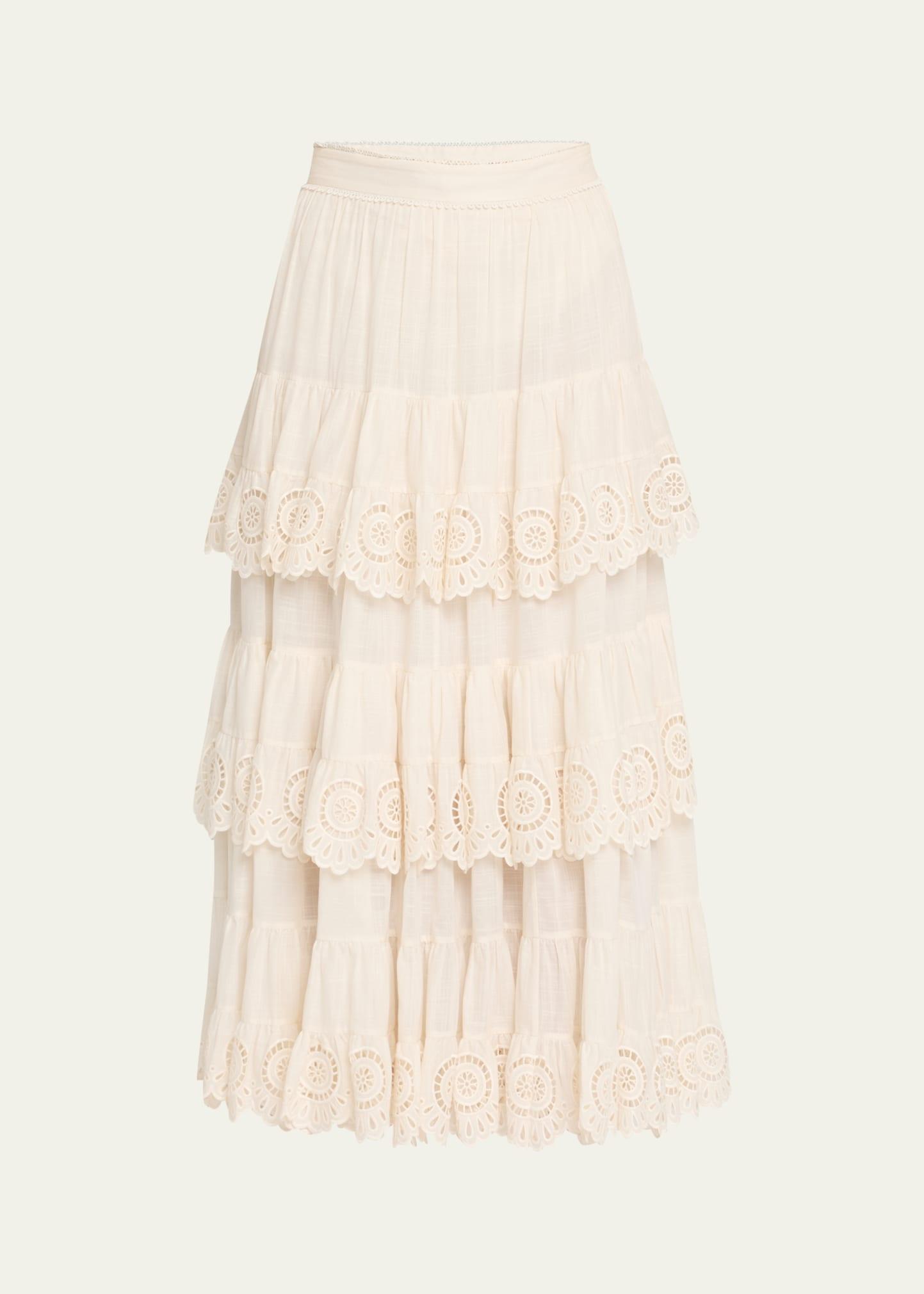 lucky embroidered midi skirt