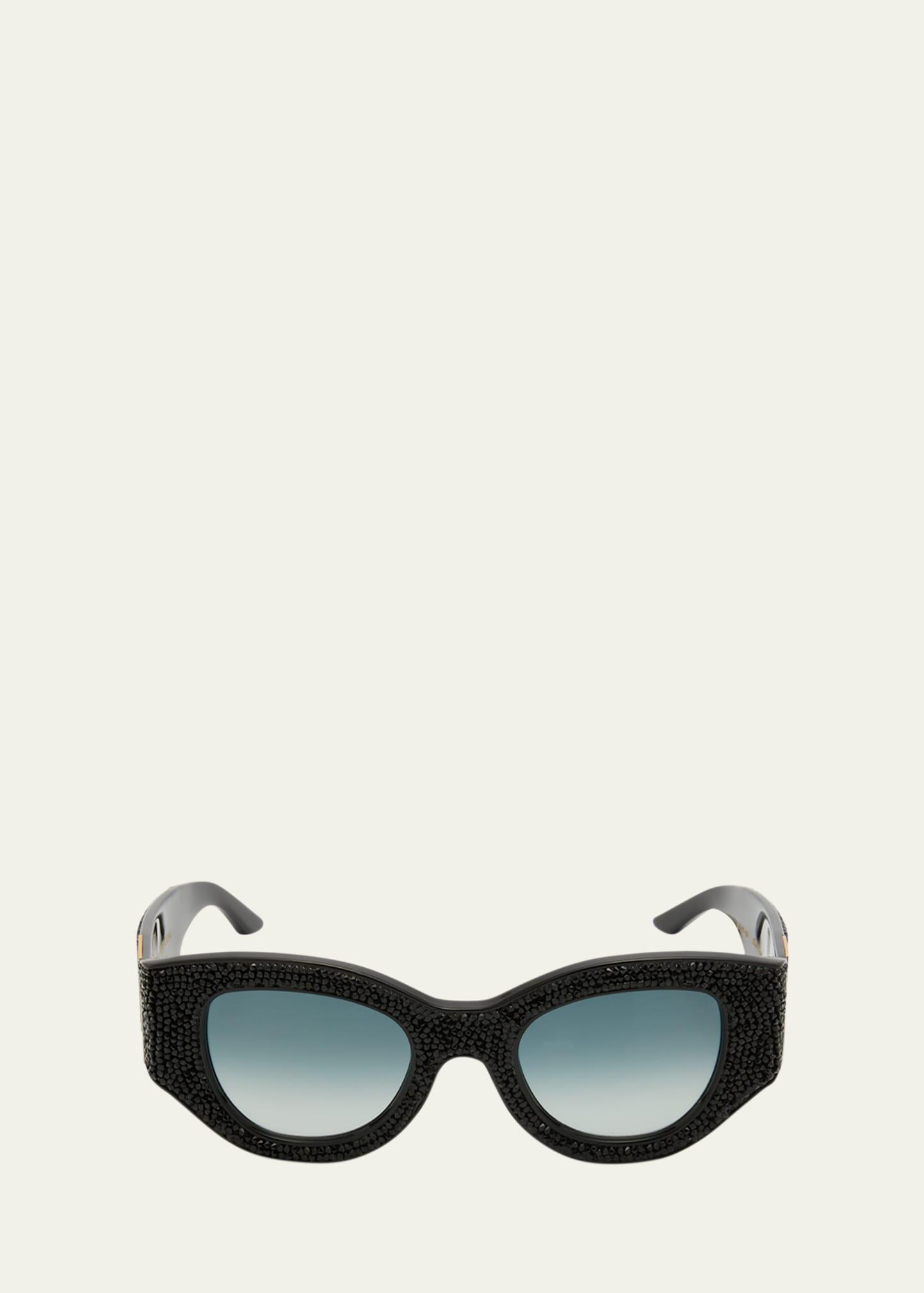 lucky goes to vegas crystals & acetate cat-eye sunglasses