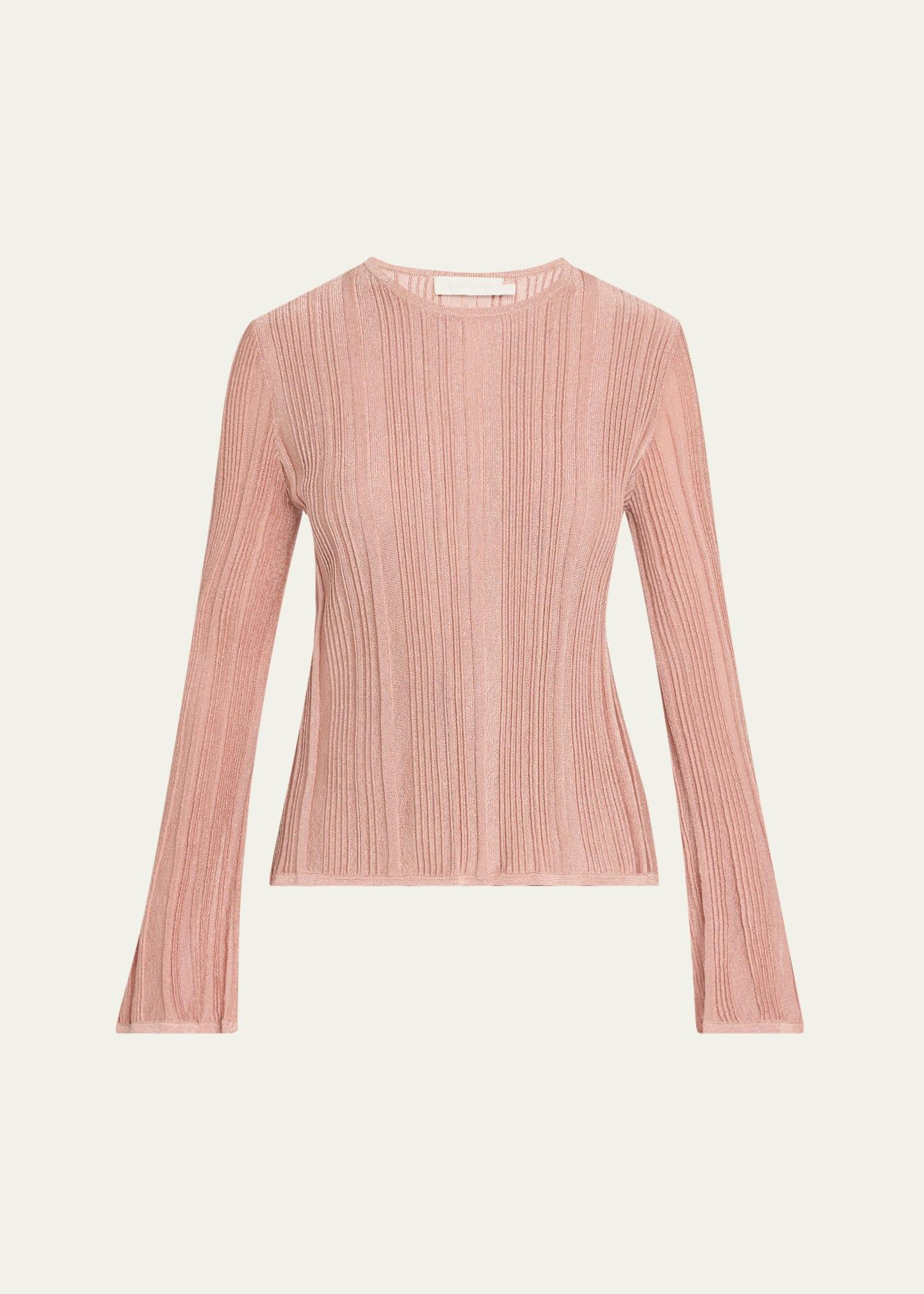 lucky long-sleeve metallic top