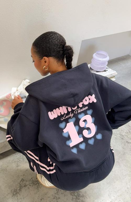 lucky thirteen charise zip front hoodie navy