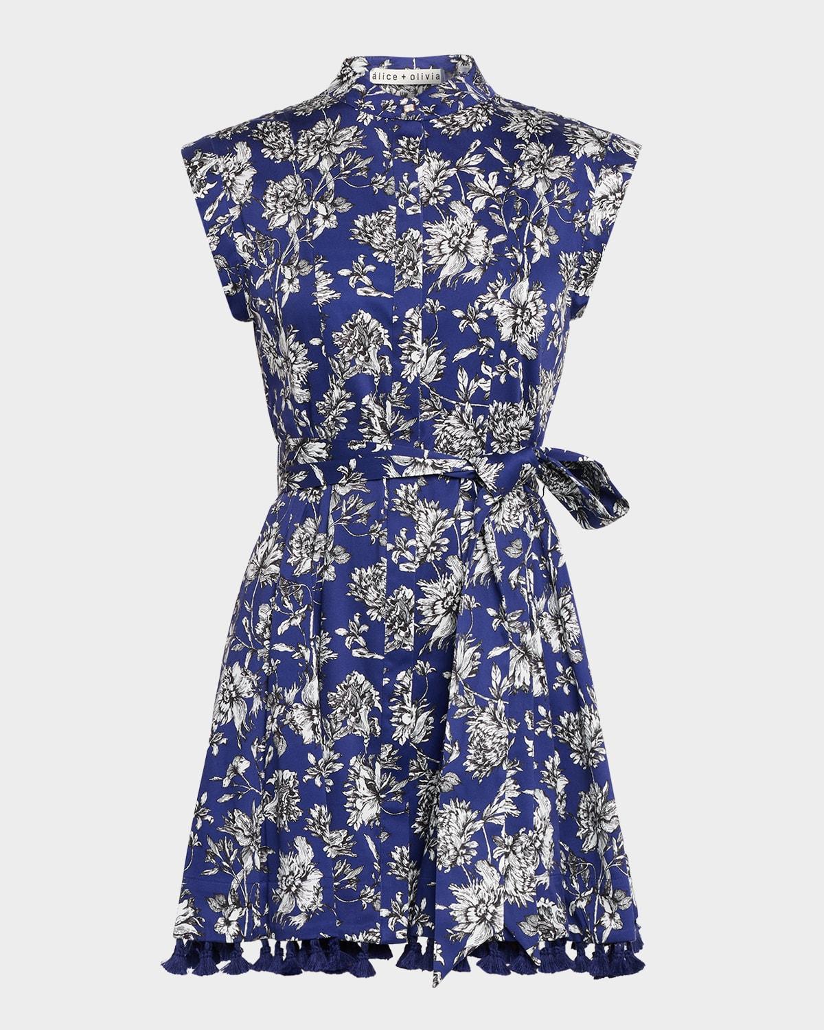 lucy blooming wild cuffed cap sleeve mini shirtdress