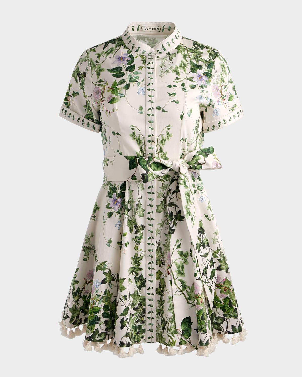 lucy ivy romance roll-sleeve mini shirtdress