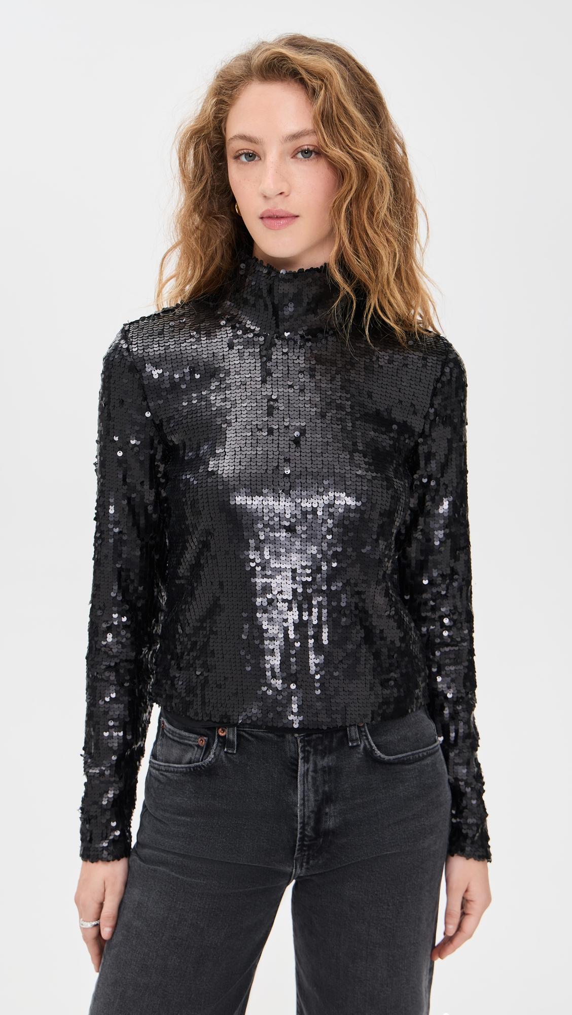 lucy sequin turtleneck top