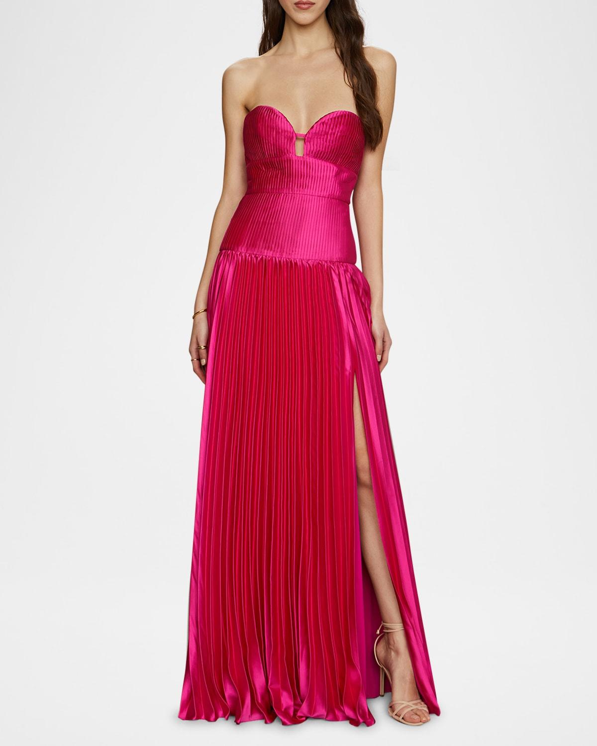 ludlow strapless pleated satin gown