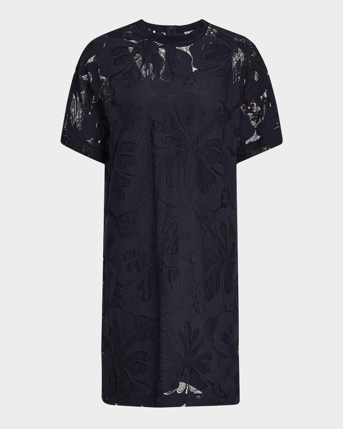 luis floral lace mini shift dress
