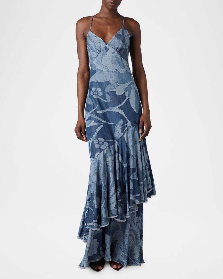 luisa floral-print ruffle maxi dress