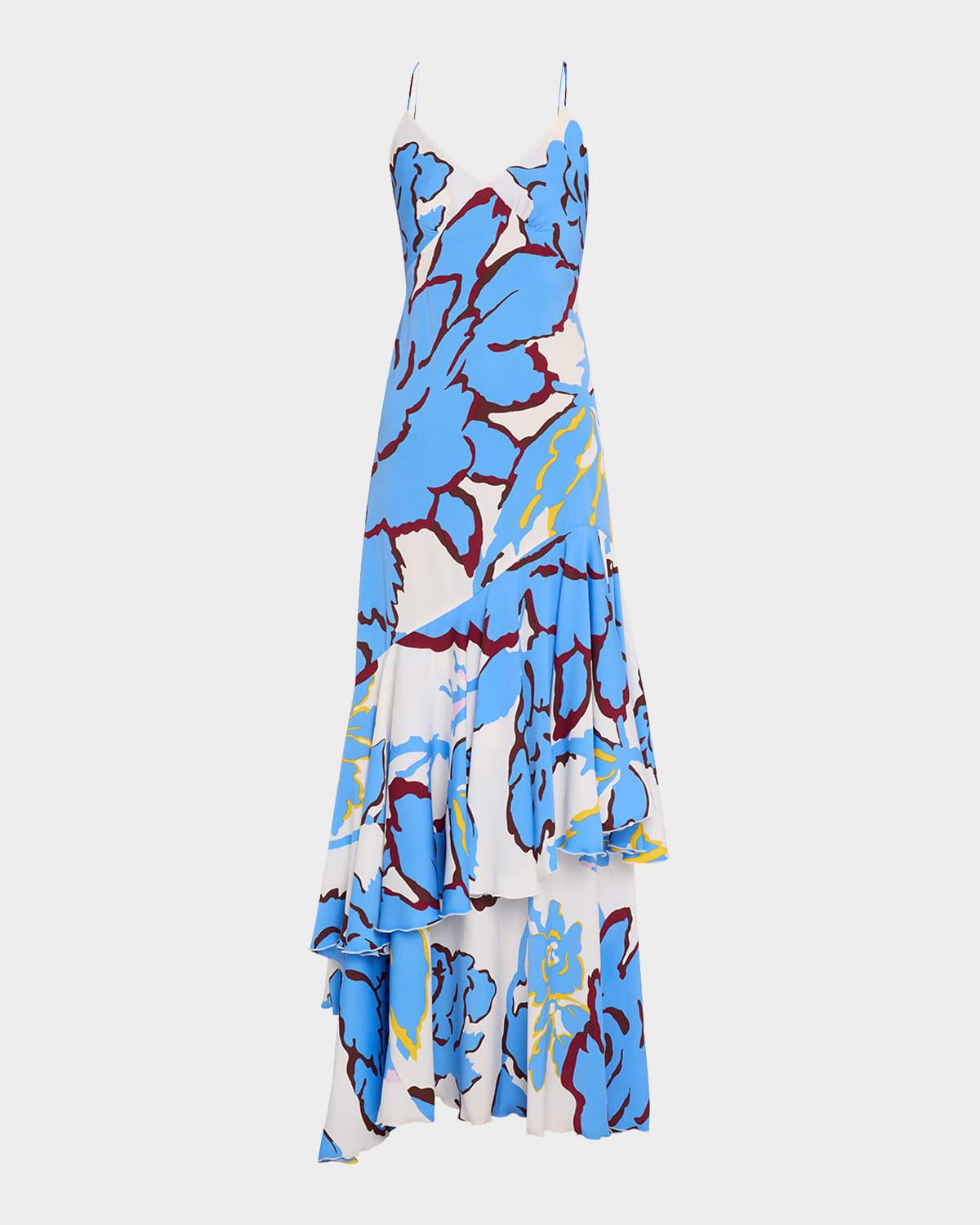 luisa floral-print ruffle maxi dress