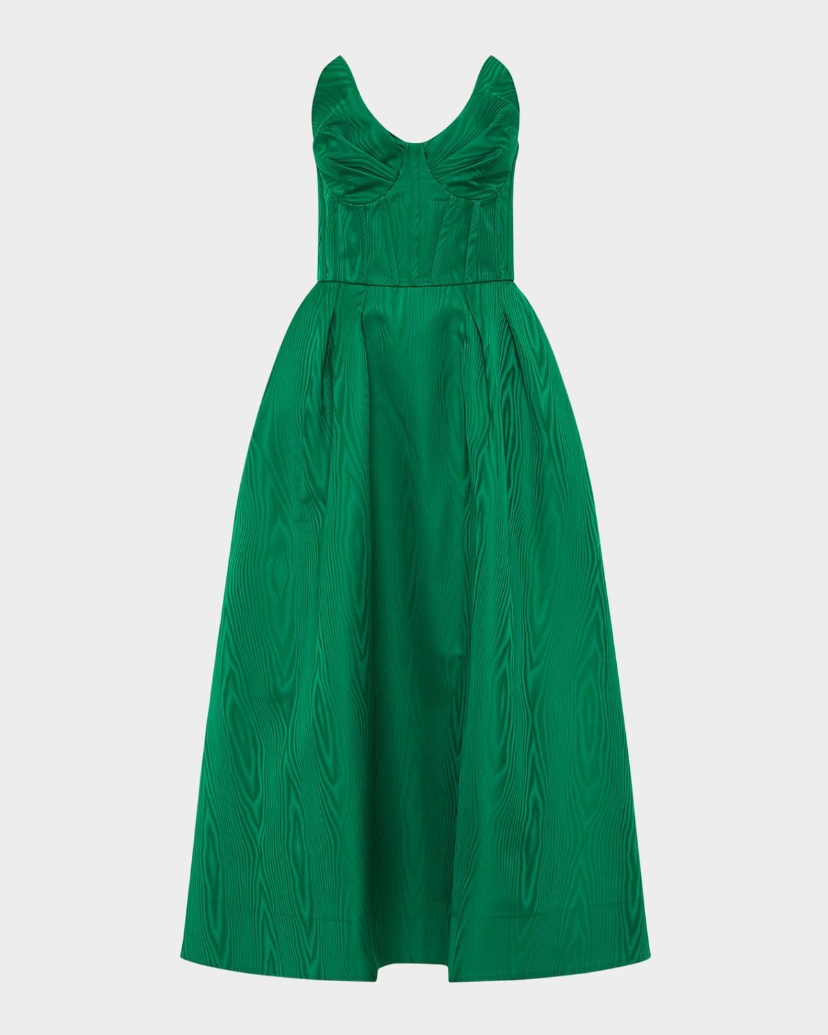 luiza pleated strapless midi dress