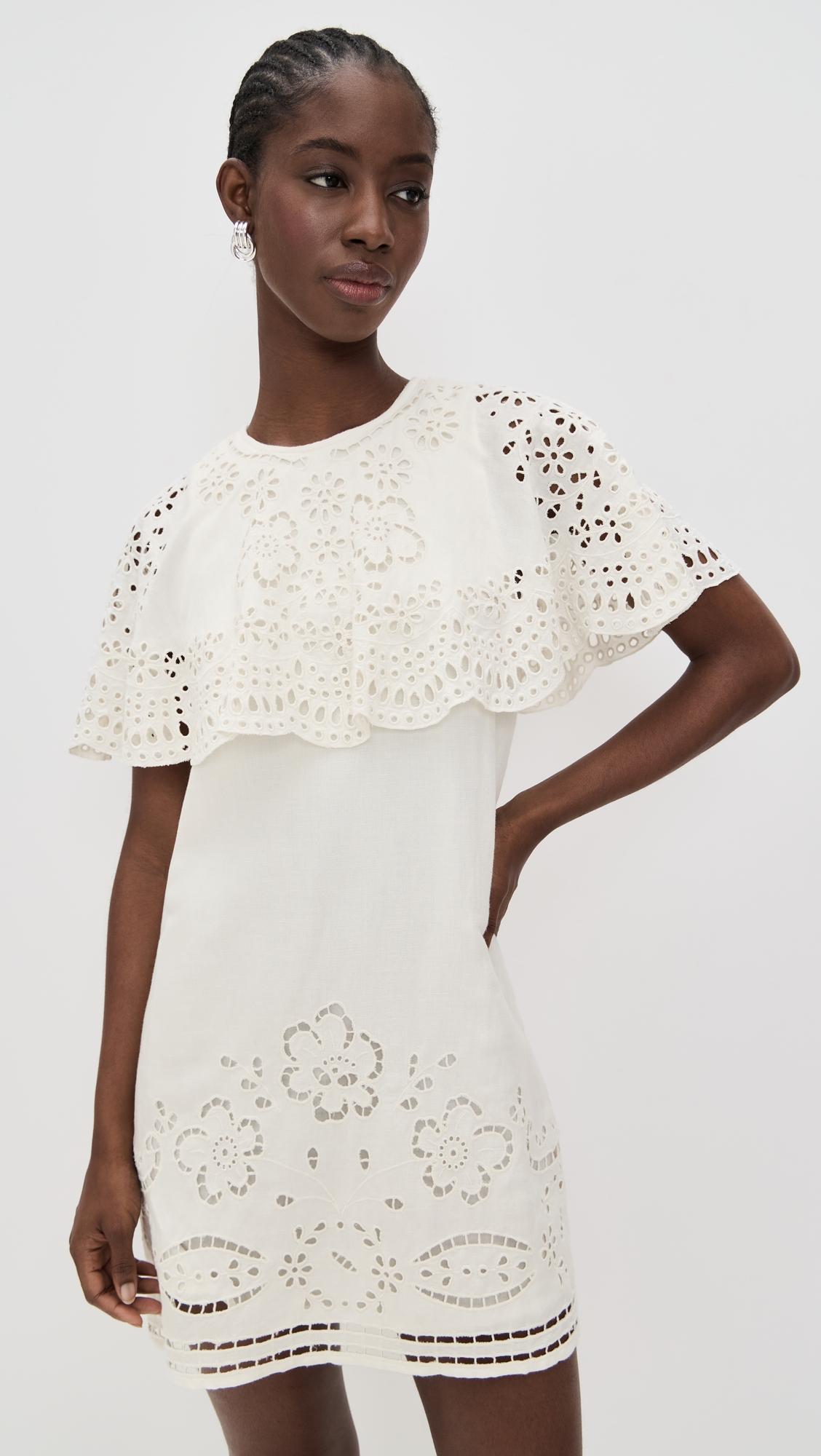 lula embroidery short sleeve mini dress