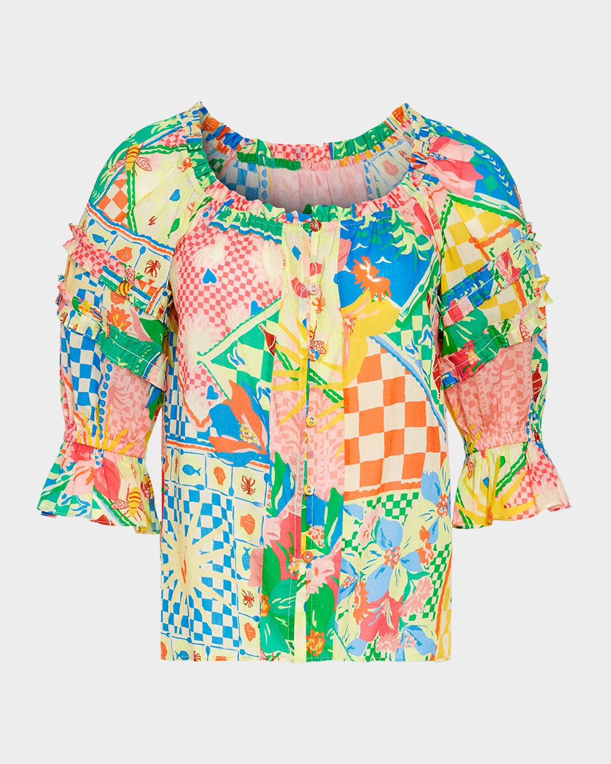 lula garden puff-sleeve top