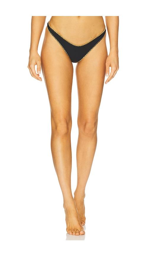 luli fama high leg brazilian bikini bottom in black.