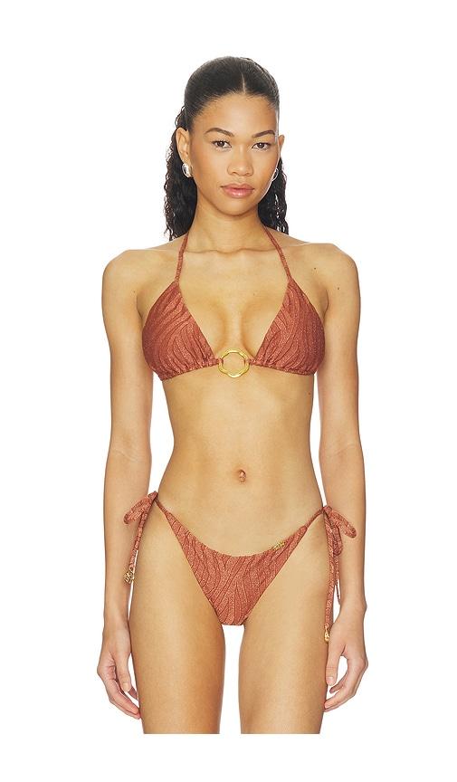luli fama muse glow ring seamless triangle top in brown.