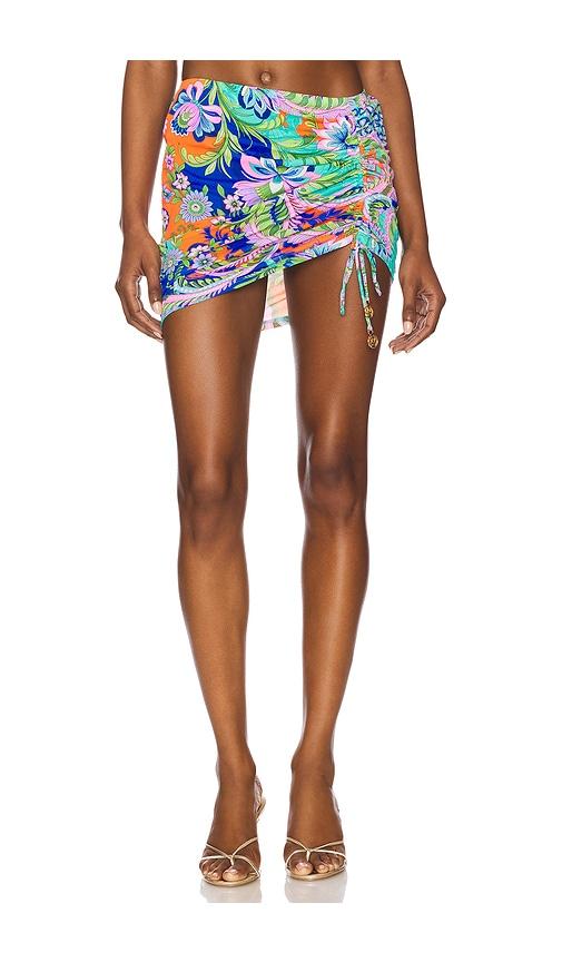 luli fama scrunched up mini skirt in orange,teal.