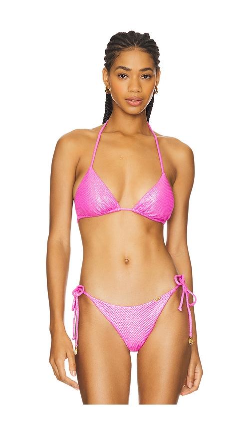 luli fama seamless triangle top in pink.